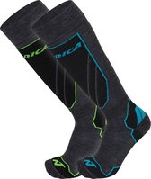 Nordica Wintersportsokken - Maat 35-38 - Unisex - donker grijs - zwart - blauw - groen