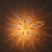 Kerstster papier met verlichting - 60 cm diameter, 18 cm diep - Kerst ster voor binnen - Tara Grijs - Incl. 3 m. snoer met stekker, schakelaar en E14-fitting - Kerst Raam decoratie - Kerstversiering - Kerstverlichting