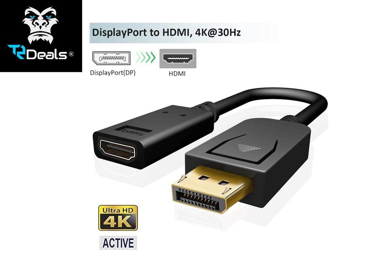 TR Deals 4K actieve displayPort naar HDMI vrouwelijke converter kabel - TR Deals