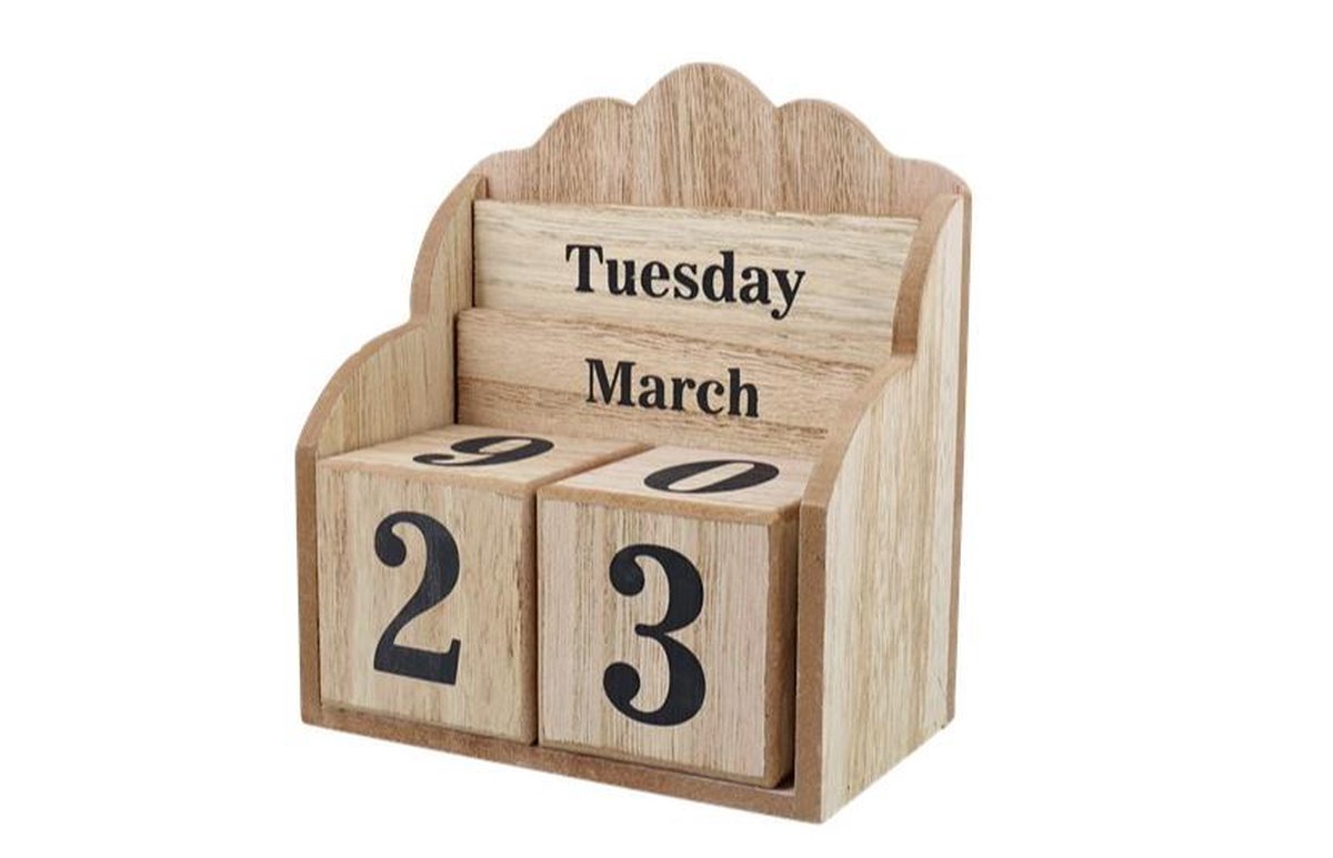 moederlijk zeven oorlog Kalender met houten blokken | 14 x 8,5 x 16 cm | Datum, dag van de week en  maand van... | bol.com
