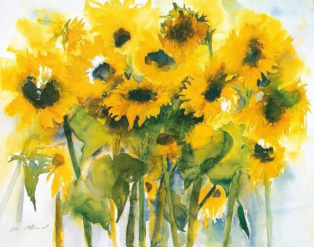 PGM Kunstdruk Christa Ohland - Sonnenblumenfeld 120x90cm Divers