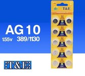 Batterijen AG10 Alkaline 10 stuks / knoopcel batterij / ook genoemd alsOok bekend als: AG10, LR54, LR-1130, G10A, V10GA, KA54, 189-1, RW89, L1131, GP89A, 189, 389A, 390A, AG10, D189, LR1130W, CX189