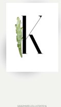 letter K op kaart 6x8cm voor naamslinger