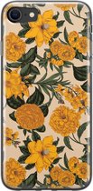 iPhone SE 2020 hoesje siliconen - Retro flowers - Soft Case Telefoonhoesje - Bloemen - Transparant, Geel