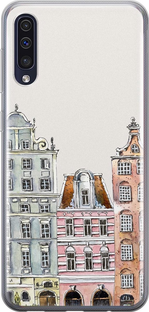 Leuke Telefoonhoesjes - Hoesje geschikt voor Samsung Galaxy A70 - Grachtenpandjes - Soft case - TPU - Print / Illustratie - Multi