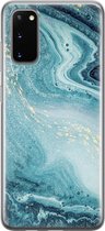 Samsung Galaxy S20 hoesje siliconen - Marmer blauw - Soft Case Telefoonhoesje - Marmer - Blauw