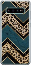 Leuke Telefoonhoesjes - Hoesje geschikt voor Samsung Galaxy S10 - Luipaard zigzag - Soft case - TPU - Luipaardprint - Multi