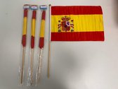 Spaanse vlag op stok: decoratie - set van 4 vlaggen (medium formaat)