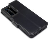 Huawei P40 Pro hoesje - MobyDefend slim-fit echt leren bookcase - Zwart - GSM Hoesje - Telefoonhoesje Geschikt Voor: Huawei P40 Pro