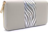 Dielay - Portemonnee Shiny Zebra - Ritssluiting - 19x10 cm - Grijs