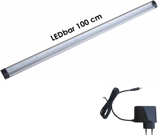 Barre LED 100cm complète avec alimentation, 12V DC, 10 W = 100 W, blanc  chaud 3000K