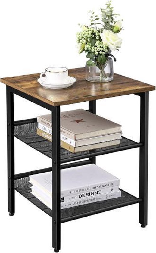 MIRA Home - Bijzettafel - Nachtkastje - Vintage - Woonkamer - Slaapkamer - 40x40x55