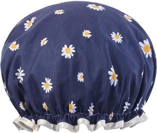 Dikke 1Stuks Douche muts - Shower Cap - Blue Daisy - Waterdicht - BadMuts  - Dubbele Laag - Douchemuts Haar Cover Bedekking - Vrouwen Benodigdheden DoucheCap Badkamer Accessoires - New Age Devi