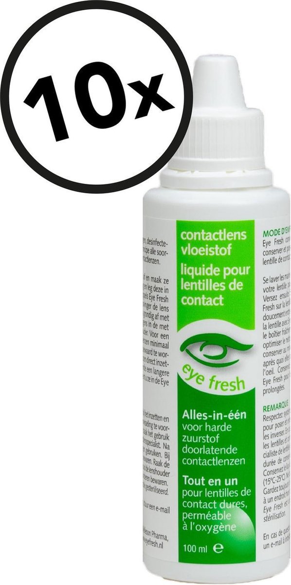 Eye Fresh 10 x 100 ml - lenzenvloeistof voor harde contactlenzen - voordeelverpakking