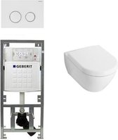 Villeroy en boch Subway 2.0 Inbouwset met wandclosetpot wit soft close zitting afdekplaat sigma20 wit