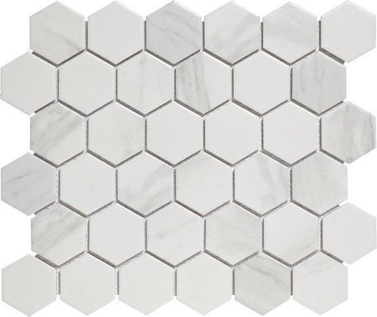 bol.com | 0,91m² - Mozaiek Tegels - Barcelona Hexagon Carrara Wit 5,1x5,9