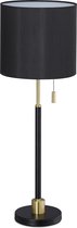 Relaxdays tafellamp zwart goud - trekschakelaar - bureaulamp - nachtlamp - HxD 69 x 24 cm