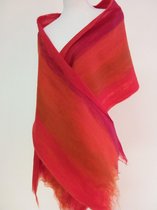 Handgemaakte, gevilte brede sjaal van 100% merinowol - Zeezicht - 200 x 31 cm. Stijl open gevilt.