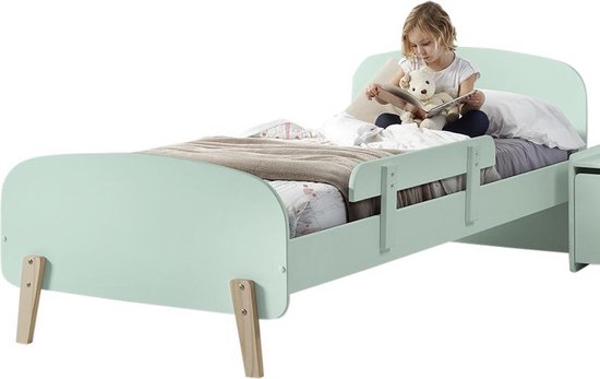 Vipack Bed Kiddy inclusief nachtkast en uitvalbeveiliging - 90 x 200 cm - mint