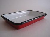 Emaille ovenschaal - 30 x 18 cm - rood gespikkeld