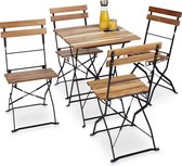 relaxdays - ensemble de 4 chaises de jardin - bois métal - pliable - sans accoudoirs