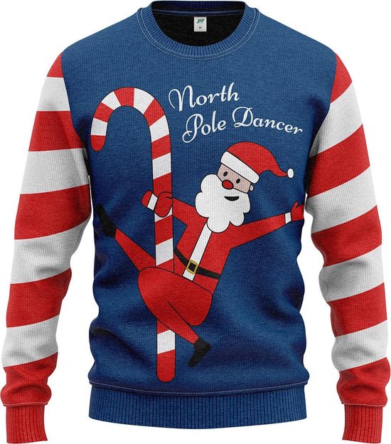 JAP Foute kersttrui - North pole dancer - Kerst - Dames en heren - Kerstcadeau volwassenen - XL - Blauw