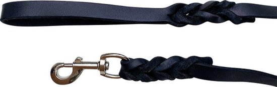 Leren hondenriem - 220cm - zwarte riem - gevlochten hondenriem - 100% volnerfleer - hond - leer - leder - leiband hond - lederen hondenriem - stevige hondenriem - hondenleiband - hondenlijn leer
