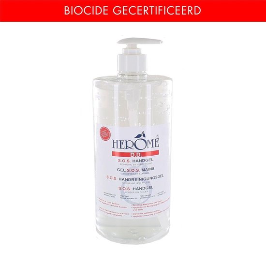Herome Direct Desinfect Handgel Sensitive (Parfumvrij) met pomp - Desinfecterende Handgel met 80% Alcohol - Beschermt Tegen Bacteriën en Droogt de Handen Niet Uit - 1000ml. - Herome