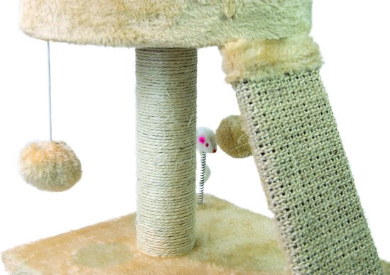 Pet Comfort - Katten krabpaal  - Krabpaal voor katten met Speelbal en Muis - 50 cm - Beige - Petcomfort