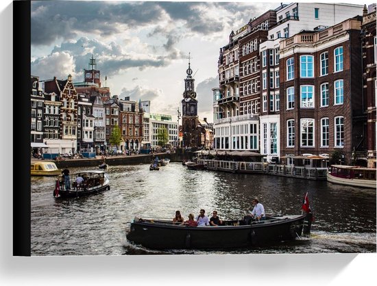 Canvas - De Grachten van Amsterdam - Foto op Canvas Schilderij (Wanddecoratie op Canvas)
