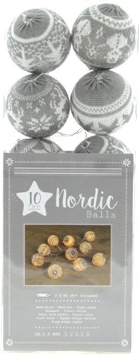Kerstverlichting 10 led kerstballen Nordic Balls