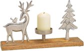 Kerstversiering - Kerst Kandelaar - Kerstboom en Hert - Zilver