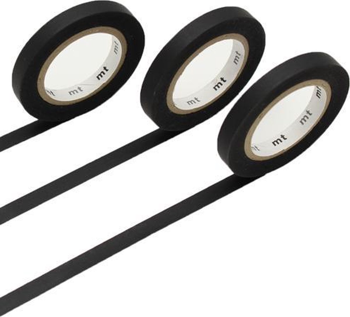 MT washi tape matte black 6 mm 3 rollen Masking Tape Zwart — afbeelding 5