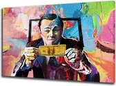 Wolf of Wallstreet / Geld / Money - Canvas poster doek 100x70 (Excl rand gemeten)  ''Mirror-Edge'' ZONDER FRAME