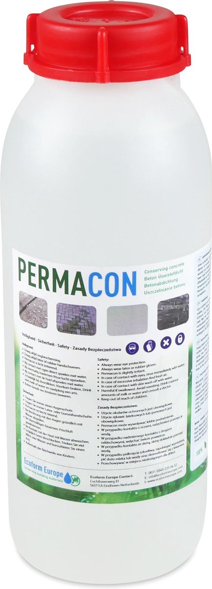 Permacon 1 liter - Beton impregneren - Maakt beton en steen gegarandeerd 100% waterdicht - Impregneermiddel steen - betonvloer impregneren - beton waterdicht maken