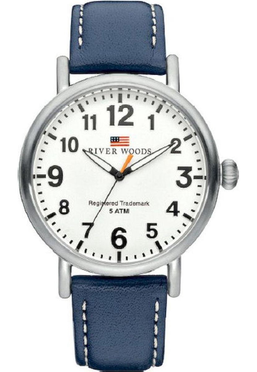 River Woods Sacramento RW420010 Horloge - Leer - Blauw - Ø 42 mm