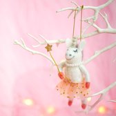 Twee Vilten Eenhoorn Fee Kerstboomhangers - 2 unicorn feetjes kerstboom decoratie