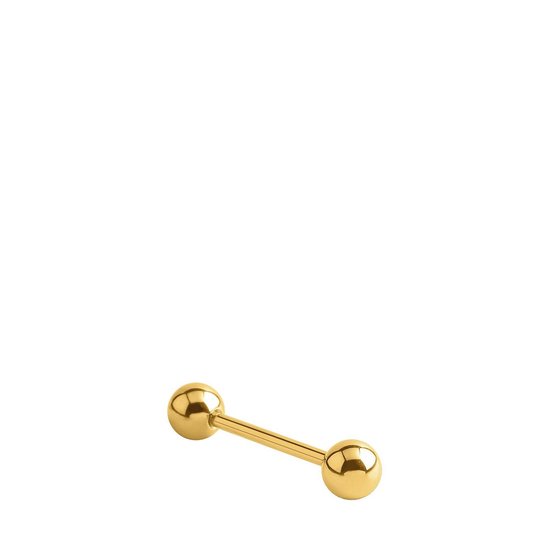 Lucardi Dames Tongpiercing gold barbell - Piercing - Cadeau - Staal - Goudkleurig