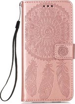 Mobigear Telefoonhoesje geschikt voor Apple iPhone 12 Pro Hoesje | Mobigear Dreamcatcher Bookcase Portemonnee | Pasjeshouder voor 3 Pasjes | Telefoonhoesje voor Pinpas / OV Kaart / Rijbewijs - Roségoud