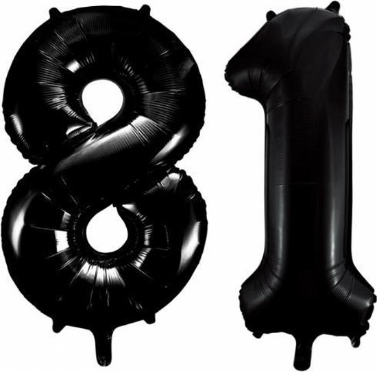 Folieballon 81 jaar zwart 41cm