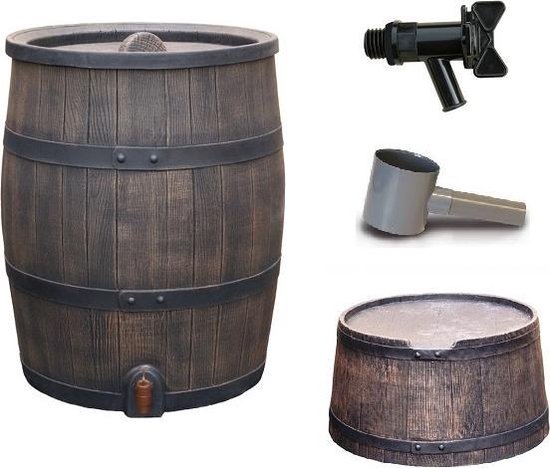 Ensemble de réduction pour baril de pluie | Roto 120 litres marron + robinet de vidange + standard + remplissage automatique 70 / 80mm.