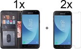 Samsung A5 2017 hoesje bookcase zwart - Samsung galaxy a5 2017 hoesje bookcase zwart wallet case portemonnee book case hoes cover hoesjes - 2x Samsung Galaxy A5 2017 screenprotecto
