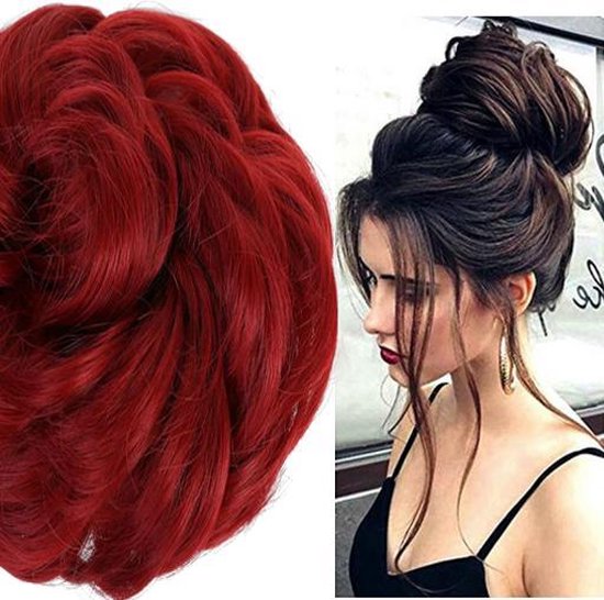 Frank Worthley kromme Draak Messy Hair Bun| Curly Haar Wrap Extension| Fel Rood | bol.com