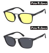 Combinatievoordeel Polar Specs® Iconic PS9095 Polariserende Nachtbril + Polariserende Zonnebril  – Mat Black – Polarized Black – Medium – Unisex