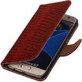 Wicked Narwal | Snake bookstyle / book case/ wallet case Hoes voor Samsung Galaxy S7 G930F Rood