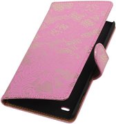 Wicked Narwal | Lace bookstyle / book case/ wallet case Hoes voor sony Xperia Z5 Compact Roze