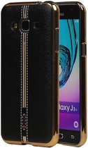 Wicked Narwal | M-Cases Leder Look TPU Hoesje voor Samsung Galaxy J3 J300F Zwart