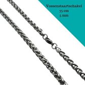 vossenstaart ketting - Staal - zilverkleurig-75 cm - 5mm