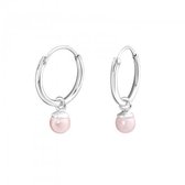 Aramat jewels ® - 925 sterling zilveren kinder oorringen met licht roze parel