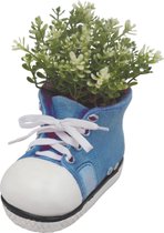 Plantenbak - kunststof plantenbak - schoen plantenbak - blauw - 10 cm hoog - voor huis en tuin - excl. plant